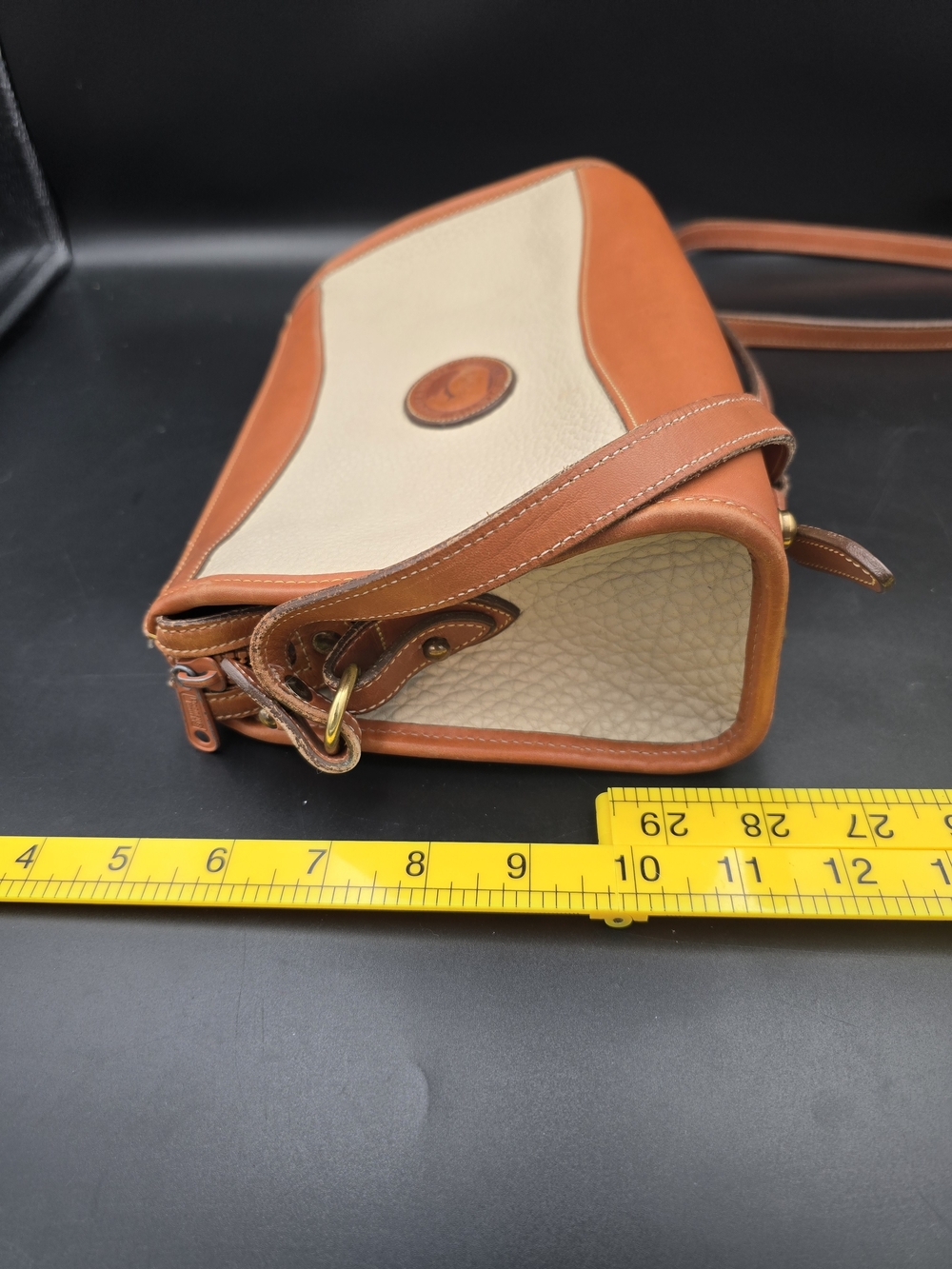 Dooney & Bourke Tan and Cream Pebbled Leather Crossbody Bag - Picture 12 of 12